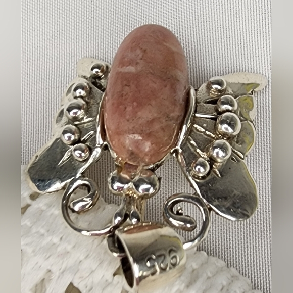 Silver and Pink Gemstone Butterfly Necklace - Picture 6 of 6